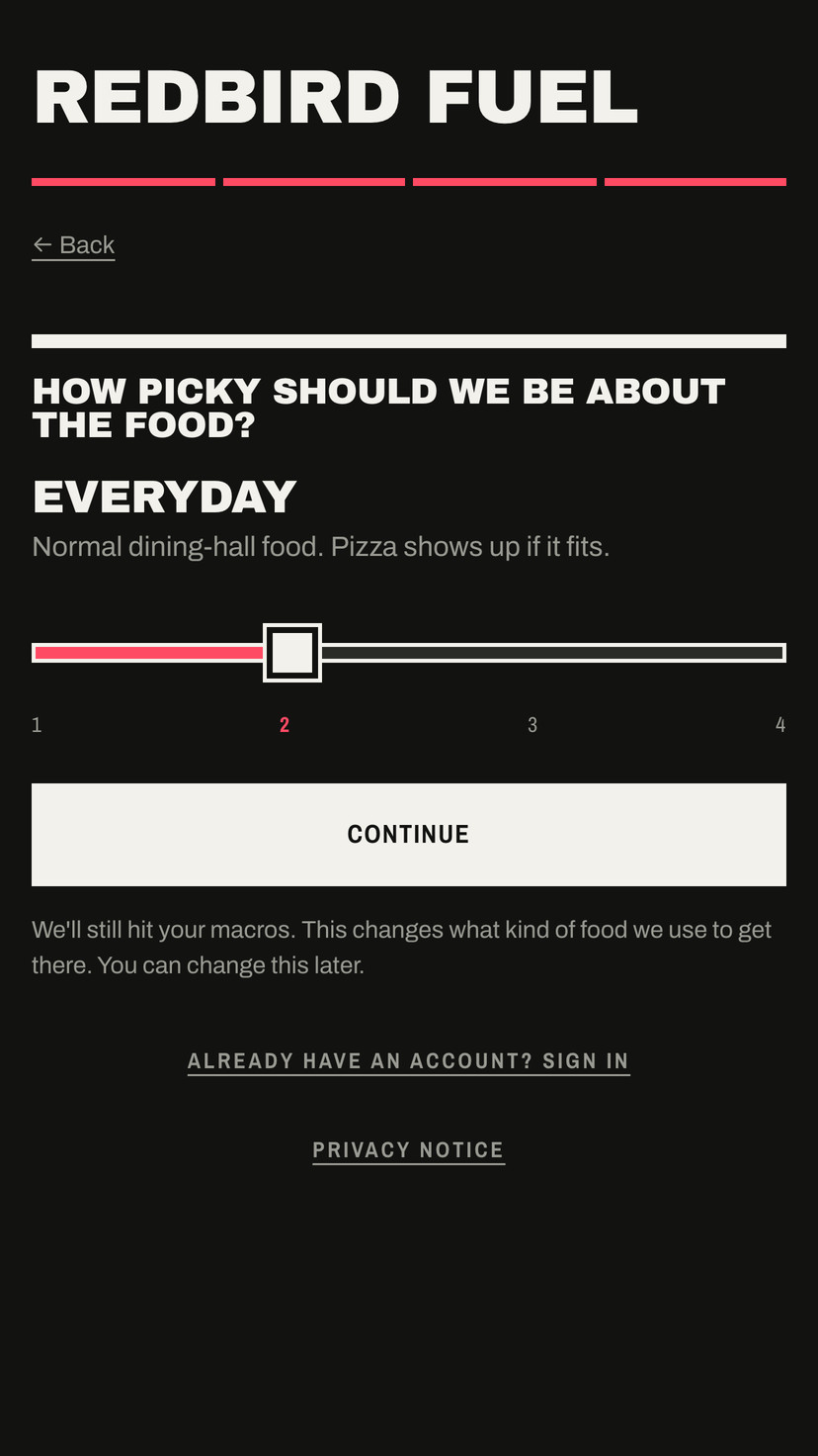 The slider in onboarding, on its default.